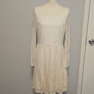 Elegant Ivory Long Sleeve Dress